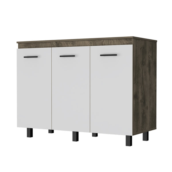 Evora Utility Base Cabinet, Countertop, Three-Door Cabinets