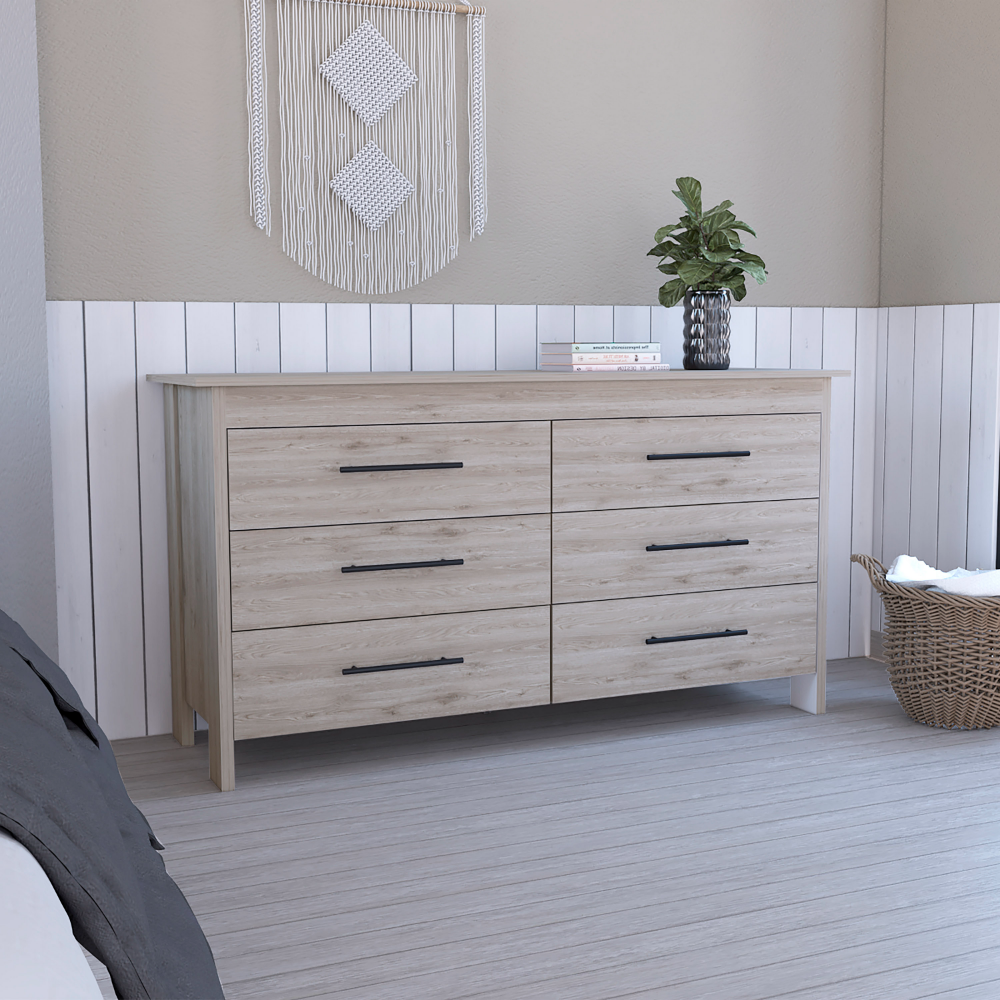 Luxor Six Drawer Double Dresser Light Gray Luxor Six Drawer Double Dresser Light Gray
