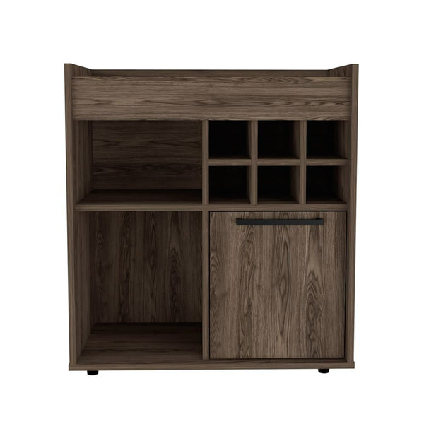Leeds Bar Cabinet, Single Cabinet, Two Concealed Shelves, Six Cubbies, Surface