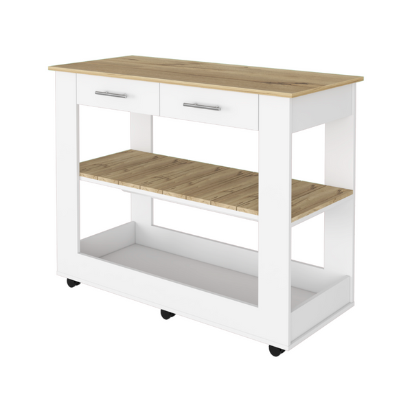 Contemporary Brooklyn 80 Kitchen Island with Two Drawers