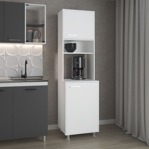 Buckeye Kitchen Pantry with Open Storage and 2 Doors,  White