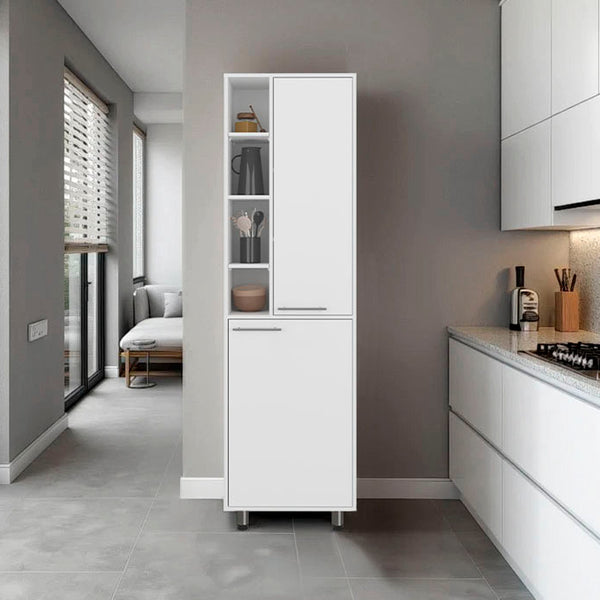 Florence Kitchen Pantry, Multiple Open and Closed Shelves, Modern Design, White