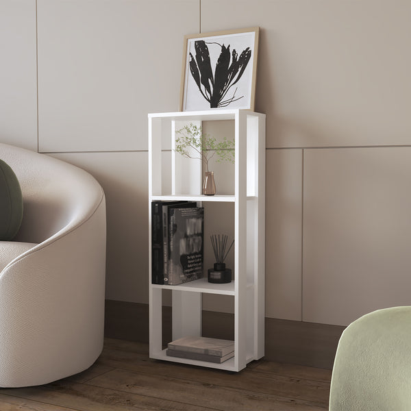 Modoc Bookcase in Melamine with Open Storage, White