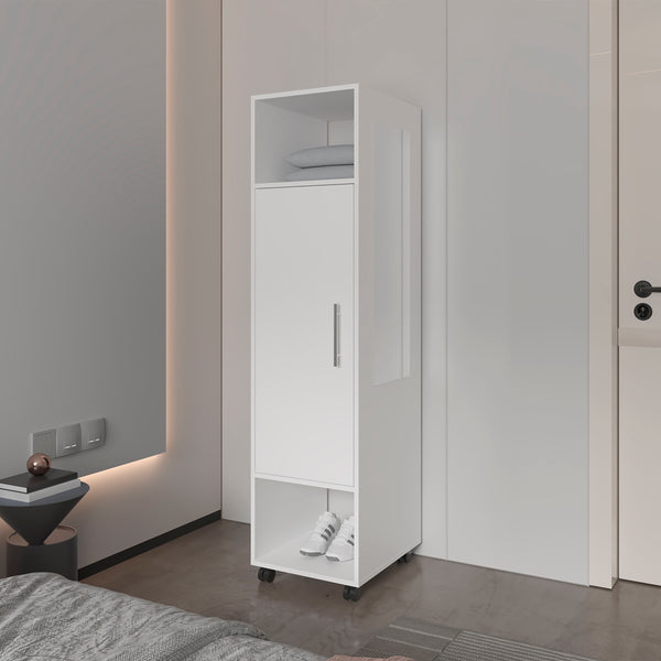 Summit Wardrobe in melamine with mirrordoor and open storage