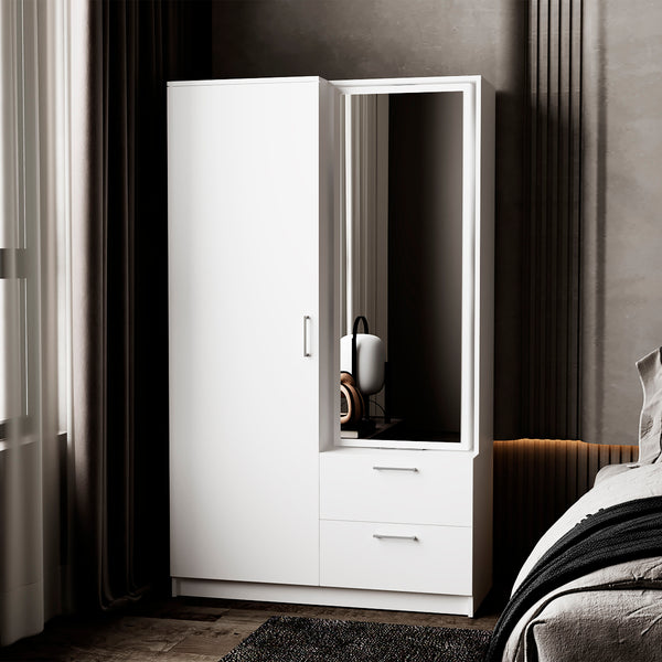 Thatcher Armoire- wardrobe, shoe storage and 2 - drawer, White