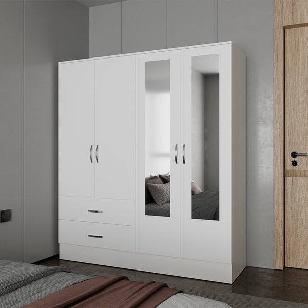 Hilda Wardrobe Multistorage with Two Mirrors, White