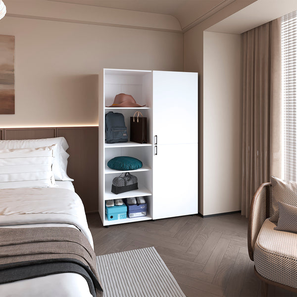 Ollie 2-Door Wardrobe with Open Storage,White