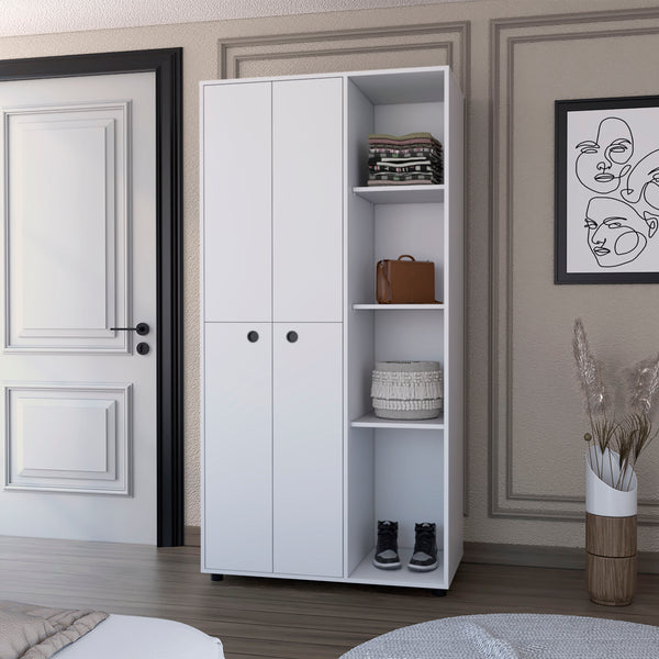 Bethel Armoire Closet with 1-Drawer, Storage Cabinets and Hanging Rods