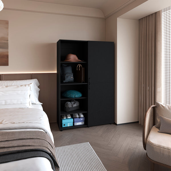 Ollie 2-Door Wardrobe with Open Storage,Wengue