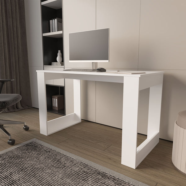 FM FURNITURE Aurora Writing Computer Desk with Ample Work Surface, White