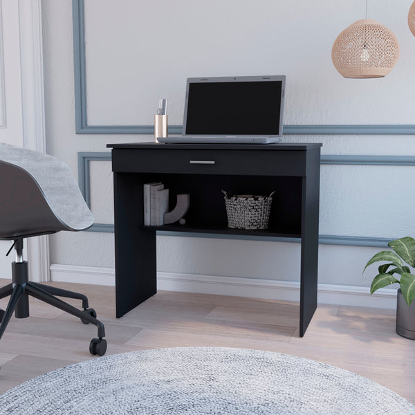 Kaylor Storage Desk Modern Design with Drawer and Shelf Black