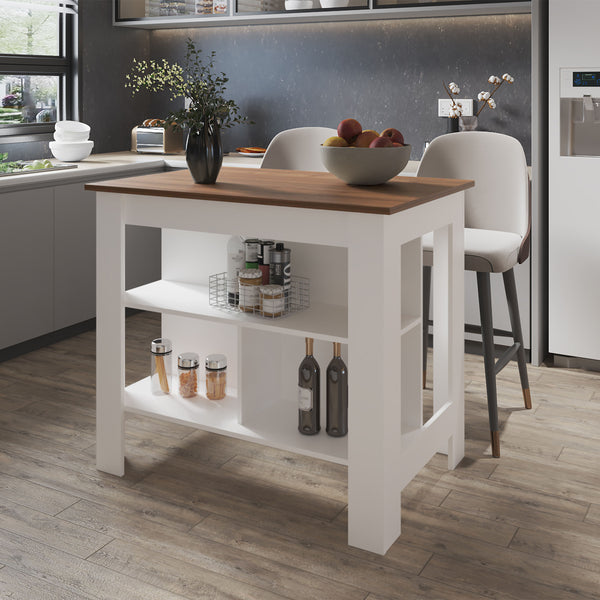 Aztec Kitchen Island in melamine with open storage