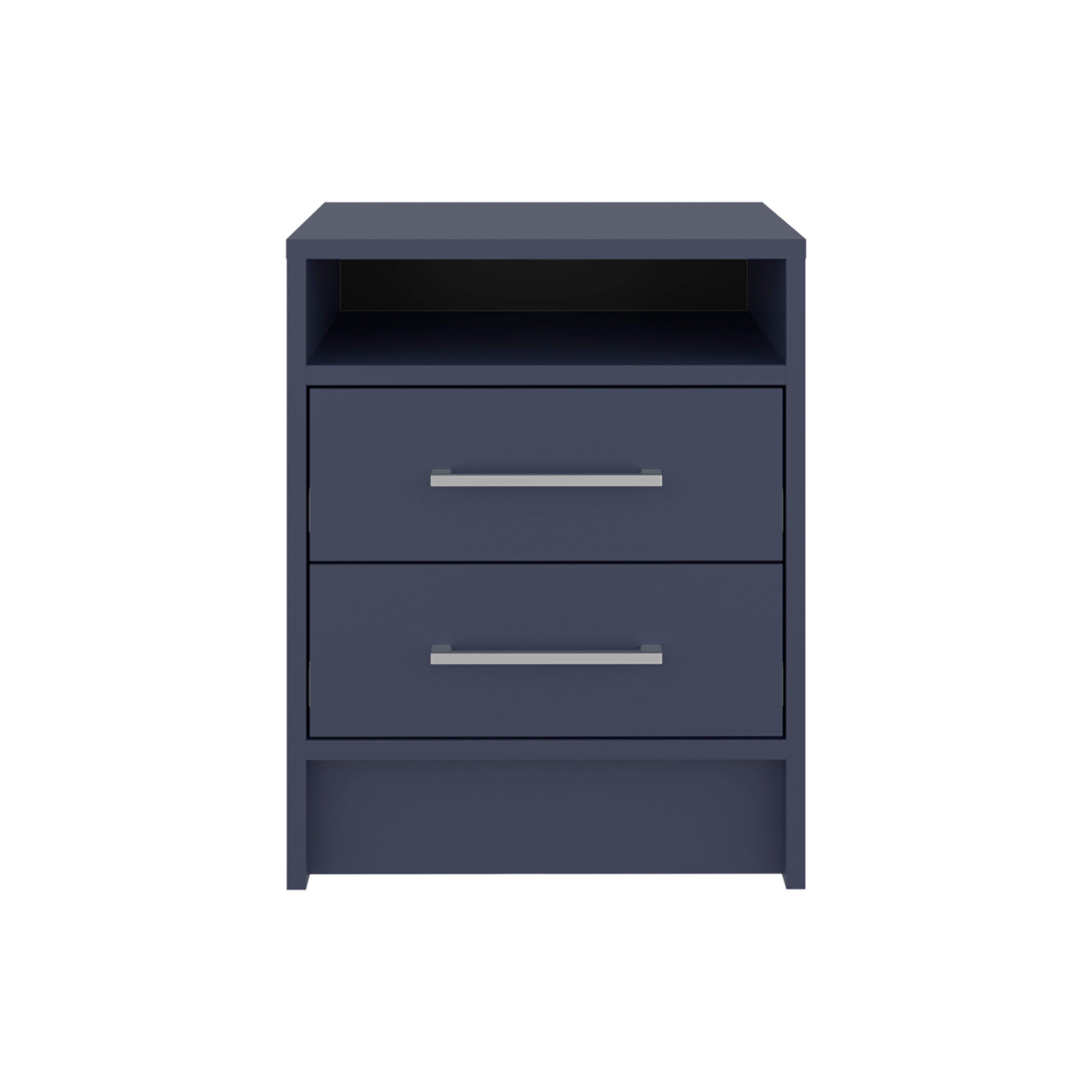 LEE JA Nightstand, 2 Drawers, Open Shelf, Modern Bedroom Storage