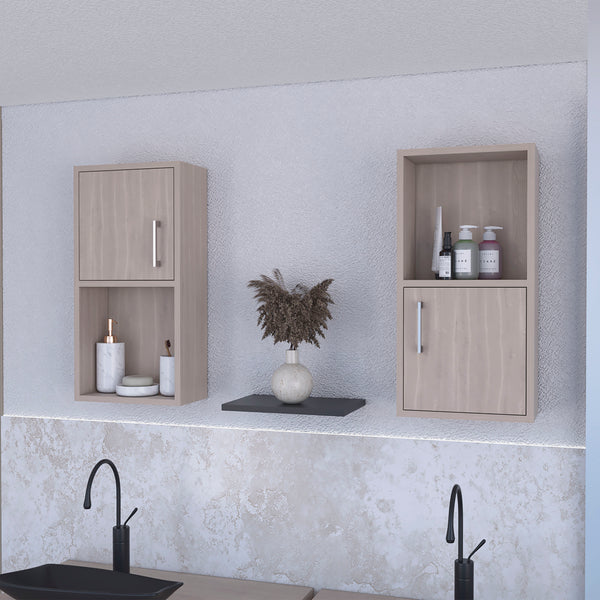 Dixie 2 bathroom medicine cabinets with storage with open shelf White Oak