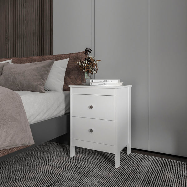 Nogales NightStand with 2 Drawers, Withe