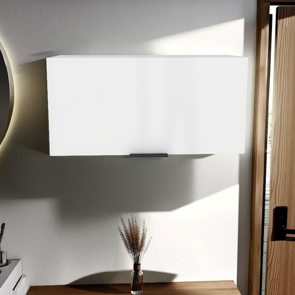 Coolidge Pull-Up Wall Cabinet, Compact Design, Single Shelf, Modern Style, White