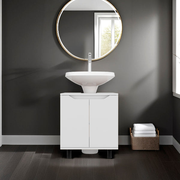 Londres Bathroom Vanity Cabinet for Pedestal Sink – Freestanding Storage Unit with Double Doors, Internal Shelves, and Open Back Design for Small Spaces,White