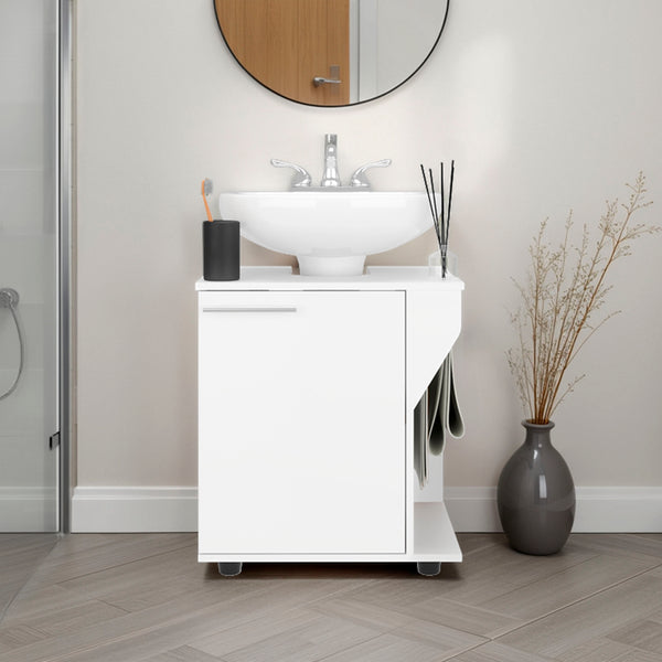 Gila Bend Under Sink Storage Cabinet, Compact Design, with Two Shelves for Organizing Bathroom Items, White