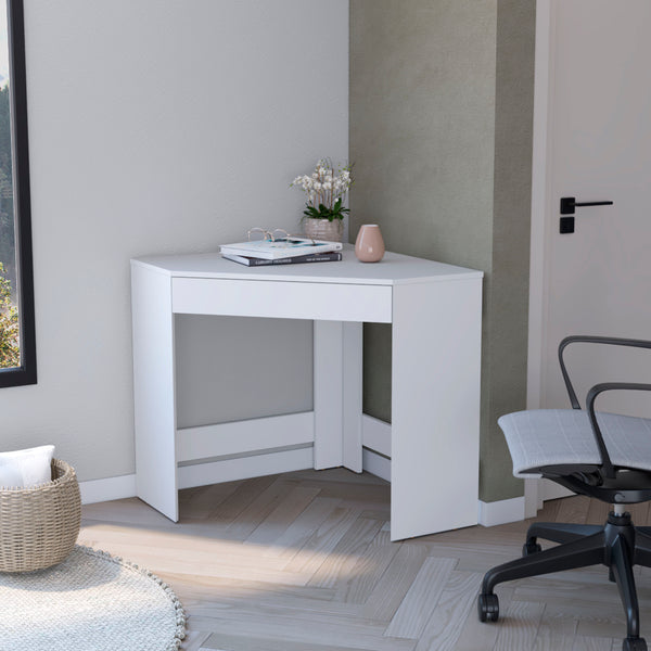 Menno Corner Desk with Spacious Drawer and Modern Design White