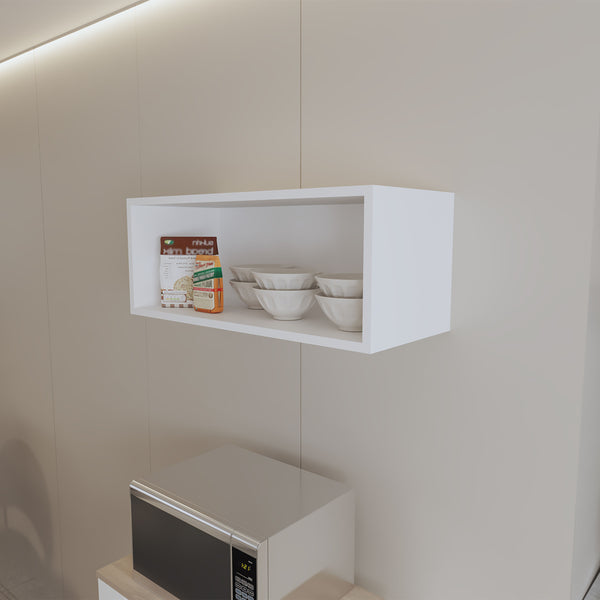 Hard Rock Wall Cabinet in Melamine with Open Storage, Black