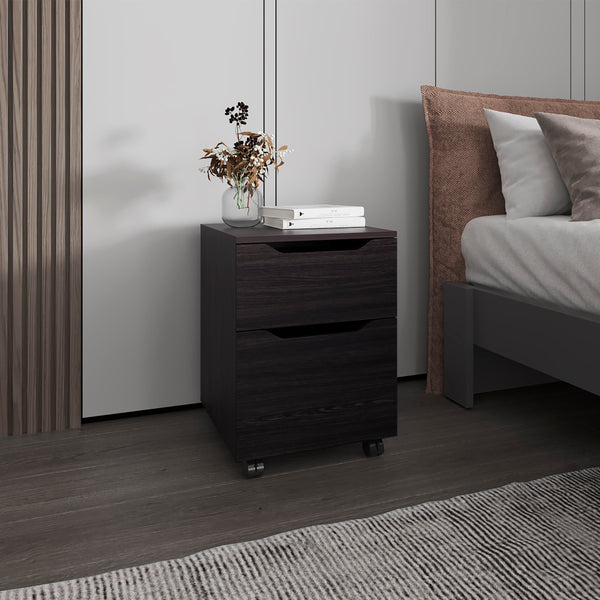 Newriver Nightstand with 1 Door and 1 Drawer , Wengue
