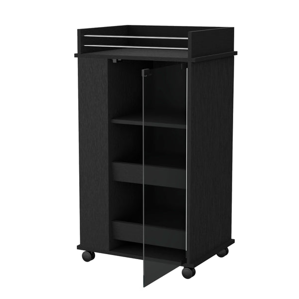 Lusk Bar Cart, Black Wengue Finish