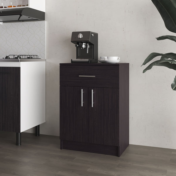 FM FURNITURE Cope kitchen Pantry in melamine with 2 doors and 1 drawer, Wengue