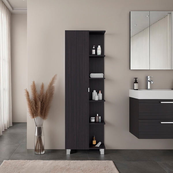 Los Angeles Corner Cabinet, Mirror, Five Shelves