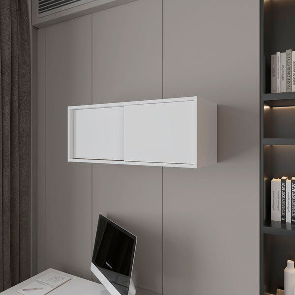 Anegam Floating Cabinet with Sliding Door, White