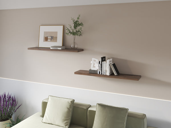 Greer Floating Shelf in Melamine x2, Dark Brown