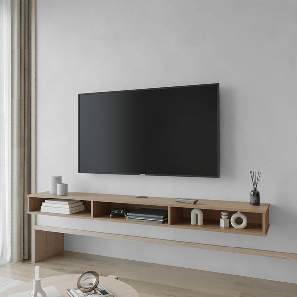Why Tv Stand with Open Storage, Ash Wood