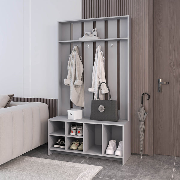 Van Hall Tree in melamine, open storage y coat space