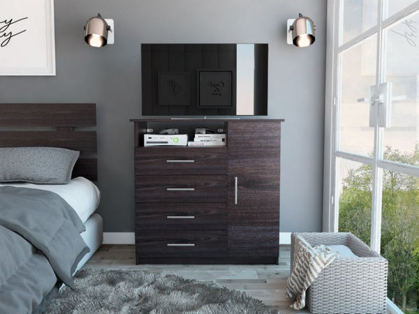 Carolina Four Drawer Dresser, Single Door, Rod