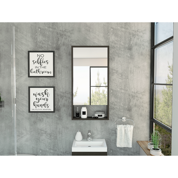 Modesto Medicine Cabinet, Open Shelf, Mirror With Two Interior Shelves