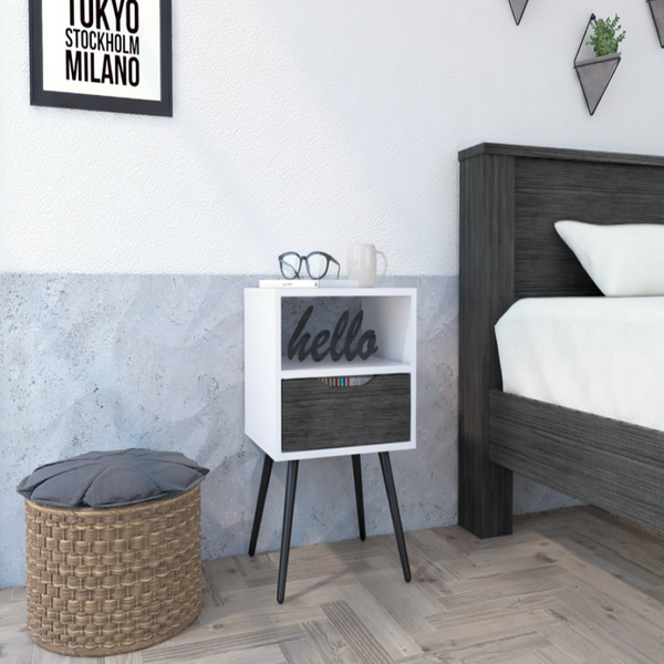 Allie Nightstand, Superior Top, Open Shelf, One Drawer