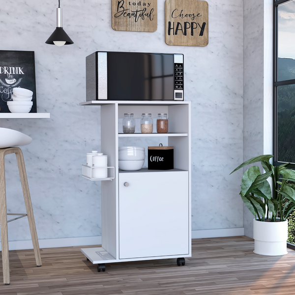 Columba Kitchen Cart, Single Door Cabinet, Four Caster