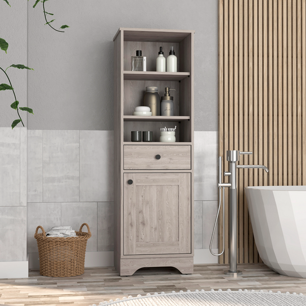 Alaska Tall Linen Cabinet, With Three Storage Shelves, Single Door Cabinet