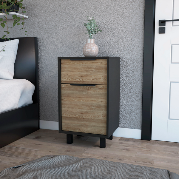 Dhaka Nightstand, One Cabinet, Superior Top, One Drawer