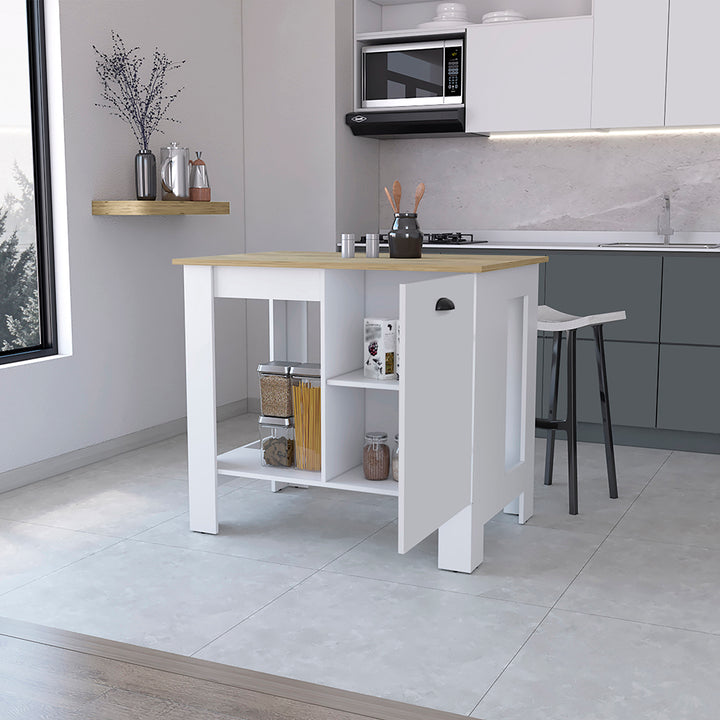 Lander Kitchen Island with Single Door and Lower Open Shelf – FM FURNITURE