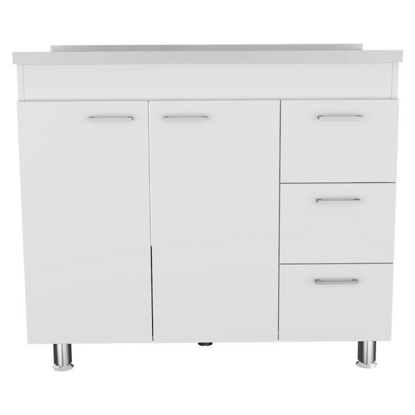 Darien Base Cabinet, Double Door Cabinet, Three Drawers, Four Legs