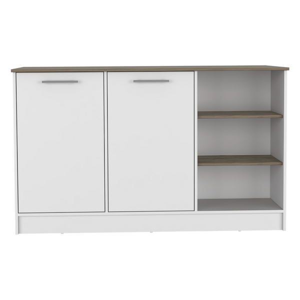 Gladiolus Kitchen Island, Two Cabinets, Three Open Shelves