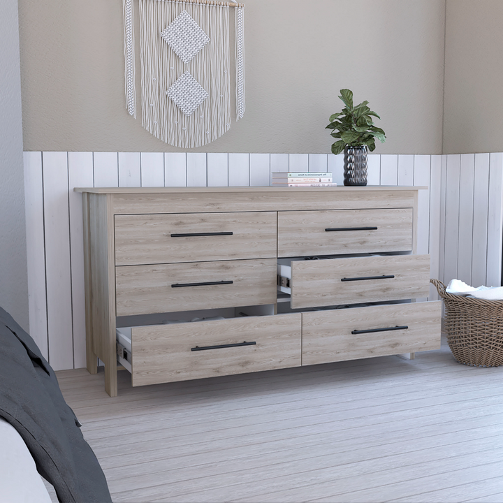 Luxor Six Drawer Double Dresser Light Gray Luxor Six Drawer Double Dresser Light Gray