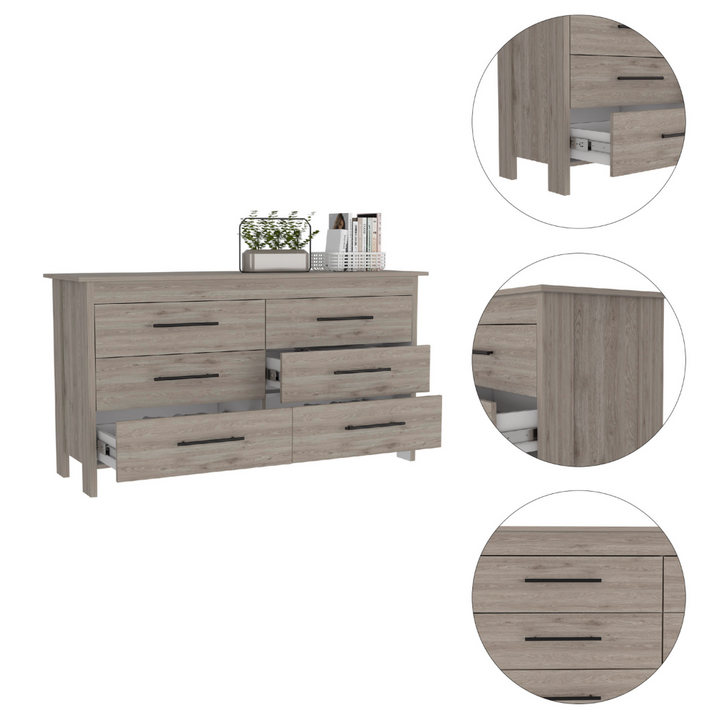Luxor Six Drawer Double Dresser Light Gray Luxor Six Drawer Double Dresser Light Gray